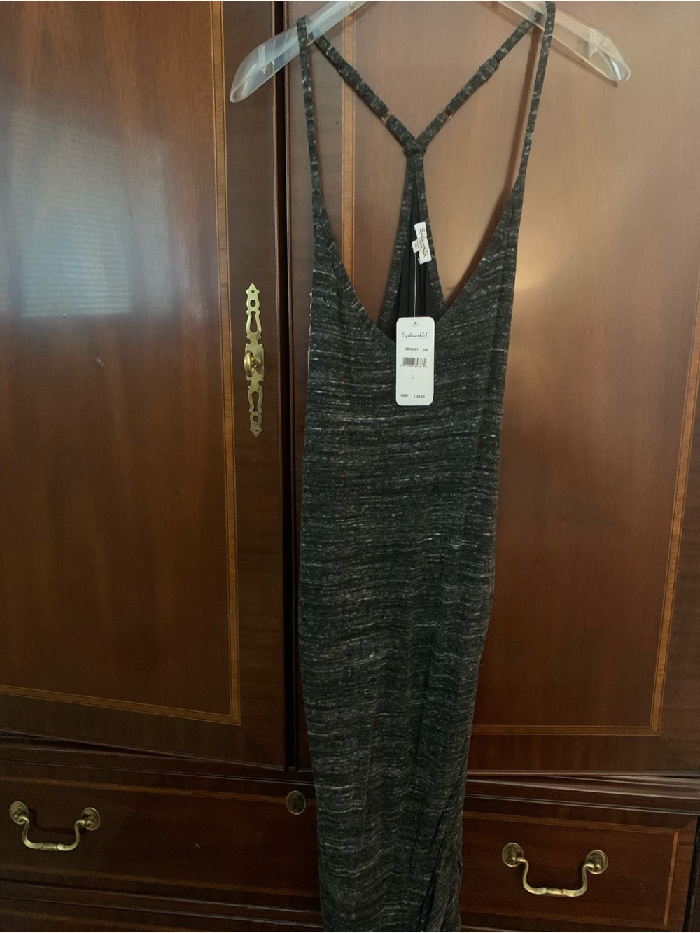 Splendid Black Heathered Midi Dress with T-Back